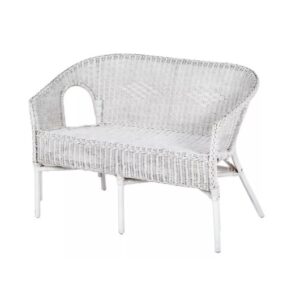 Banquette en rotin blanche 2 places