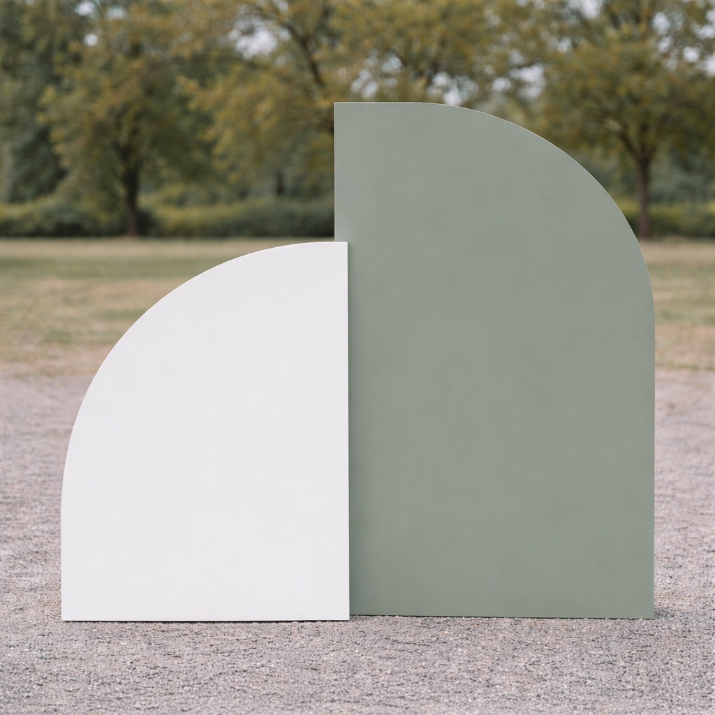 Demi backdrop blanc et vert sauge